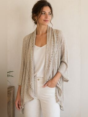 Alfani Gold Metallic Shimmer Open-Front Cardigan